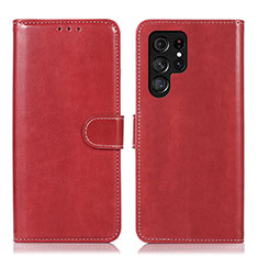 Funda de Cuero Cartera con Soporte Carcasa D10Y para Samsung Galaxy S22 Ultra 5G Rojo