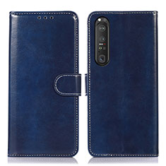 Funda de Cuero Cartera con Soporte Carcasa D10Y para Sony Xperia 1 III Azul