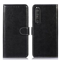 Funda de Cuero Cartera con Soporte Carcasa D10Y para Sony Xperia 1 III Negro