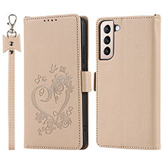 Funda de Cuero Cartera con Soporte Carcasa D11T para Samsung Galaxy S21 Plus 5G Oro