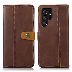 Funda de Cuero Cartera con Soporte Carcasa D11T para Samsung Galaxy S21 Ultra 5G Marron