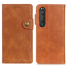 Funda de Cuero Cartera con Soporte Carcasa D11Y para Sony Xperia 1 III Marron