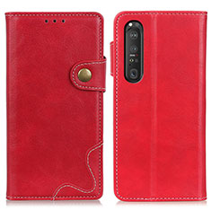 Funda de Cuero Cartera con Soporte Carcasa D11Y para Sony Xperia 1 III Rojo