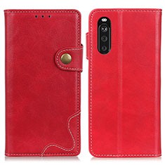 Funda de Cuero Cartera con Soporte Carcasa D11Y para Sony Xperia 10 III SOG04 Rojo