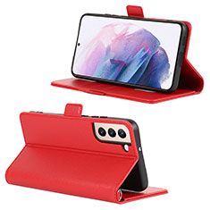 Funda de Cuero Cartera con Soporte Carcasa D12T para Samsung Galaxy S22 5G Rojo