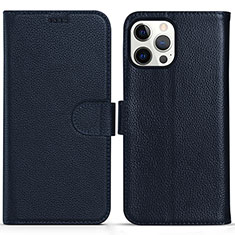 Funda de Cuero Cartera con Soporte Carcasa DL1 para Apple iPhone 15 Pro Max Azul