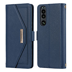 Funda de Cuero Cartera con Soporte Carcasa DT1 para Sony Xperia 5 III SO-53B Azul