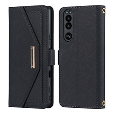 Funda de Cuero Cartera con Soporte Carcasa DT1 para Sony Xperia 5 III SO-53B Negro