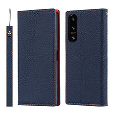 Funda de Cuero Cartera con Soporte Carcasa DT2 para Sony Xperia 5 IV Azul