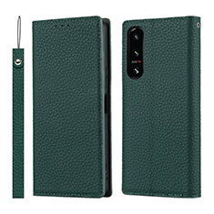 Funda de Cuero Cartera con Soporte Carcasa DT2 para Sony Xperia 5 IV Verde