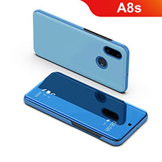 Funda de Cuero Cartera con Soporte Carcasa Espejo Carcasa para Samsung Galaxy A8s SM-G8870 Azul