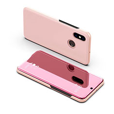 Funda de Cuero Cartera con Soporte Carcasa Espejo Carcasa para Samsung Galaxy A8s SM-G8870 Oro Rosa