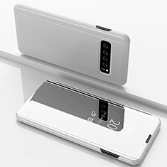 Funda de Cuero Cartera con Soporte Carcasa Espejo Carcasa para Samsung Galaxy S10 5G SM-G977B Blanco