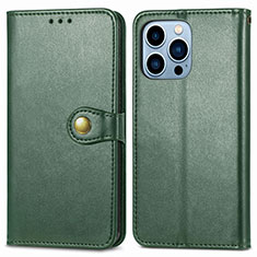 Funda de Cuero Cartera con Soporte Carcasa F01 para Apple iPhone 13 Pro Verde