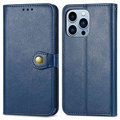 Funda de Cuero Cartera con Soporte Carcasa F01 para Apple iPhone 14 Pro Max Azul