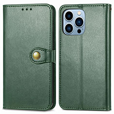 Funda de Cuero Cartera con Soporte Carcasa F01 para Apple iPhone 14 Pro Verde