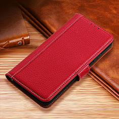 Funda de Cuero Cartera con Soporte Carcasa H01 para Apple iPhone 13 Pro Rojo