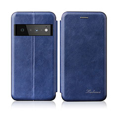 Funda de Cuero Cartera con Soporte Carcasa H01D para Google Pixel 6 Pro 5G Azul