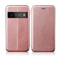 Funda de Cuero Cartera con Soporte Carcasa H01D para Google Pixel 6 Pro 5G Oro Rosa