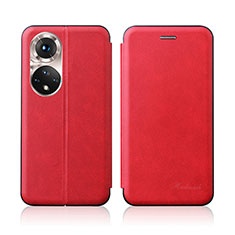 Funda de Cuero Cartera con Soporte Carcasa H01D para Huawei Honor 50 5G Rojo