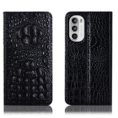 Funda de Cuero Cartera con Soporte Carcasa H01P para Motorola Moto Edge (2022) 5G Negro