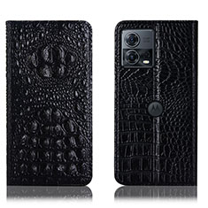 Funda de Cuero Cartera con Soporte Carcasa H01P para Motorola Moto Edge 30 Fusion 5G Negro