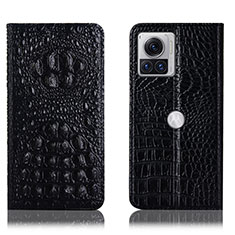 Funda de Cuero Cartera con Soporte Carcasa H01P para Motorola Moto Edge 30 Ultra 5G Negro