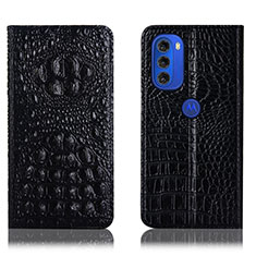 Funda de Cuero Cartera con Soporte Carcasa H01P para Motorola Moto G51 5G Negro