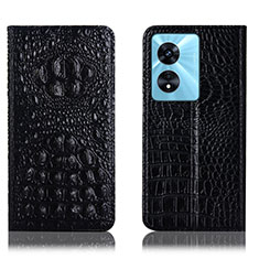 Funda de Cuero Cartera con Soporte Carcasa H01P para Oppo A1 5G Negro