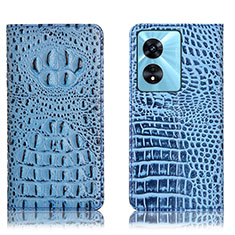 Funda de Cuero Cartera con Soporte Carcasa H01P para Oppo A1 Pro 5G Azul Cielo