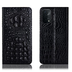 Funda de Cuero Cartera con Soporte Carcasa H01P para Oppo A54 5G Negro