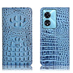 Funda de Cuero Cartera con Soporte Carcasa H01P para Oppo A78 4G Azul Cielo