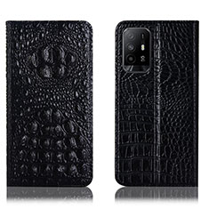 Funda de Cuero Cartera con Soporte Carcasa H01P para Oppo A95 5G Negro