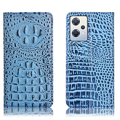 Funda de Cuero Cartera con Soporte Carcasa H01P para Oppo K10X 5G Azul Cielo