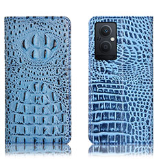 Funda de Cuero Cartera con Soporte Carcasa H01P para Oppo Reno7 Z 5G Azul Cielo