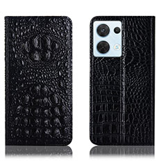 Funda de Cuero Cartera con Soporte Carcasa H01P para Oppo Reno8 5G Negro