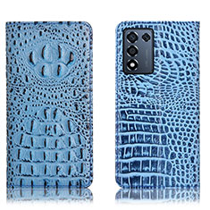 Funda de Cuero Cartera con Soporte Carcasa H01P para Realme 9 SE 5G Azul Cielo