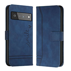 Funda de Cuero Cartera con Soporte Carcasa H01X para Google Pixel 6 5G Azul