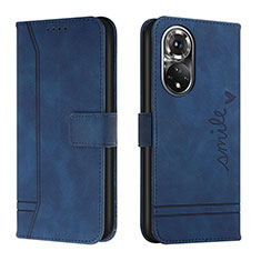 Funda de Cuero Cartera con Soporte Carcasa H01X para Huawei Honor 50 5G Azul