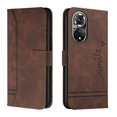 Funda de Cuero Cartera con Soporte Carcasa H01X para Huawei Honor 50 5G Marron