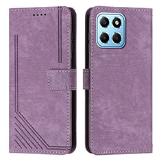 Funda de Cuero Cartera con Soporte Carcasa H01X para Huawei Honor X6 5G Morado