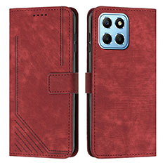 Funda de Cuero Cartera con Soporte Carcasa H01X para Huawei Honor X6S Rojo