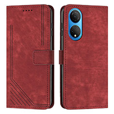 Funda de Cuero Cartera con Soporte Carcasa H01X para Huawei Honor X7 Rojo