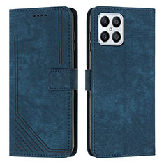 Funda de Cuero Cartera con Soporte Carcasa H01X para Huawei Honor X8 4G Azul