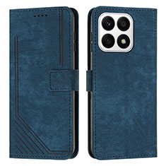 Funda de Cuero Cartera con Soporte Carcasa H01X para Huawei Honor X8a 4G Azul