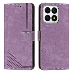 Funda de Cuero Cartera con Soporte Carcasa H01X para Huawei Honor X8a 4G Morado