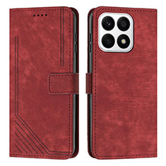 Funda de Cuero Cartera con Soporte Carcasa H01X para Huawei Honor X8a 4G Rojo