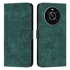 Funda de Cuero Cartera con Soporte Carcasa H01X para Huawei Honor X9 4G Verde