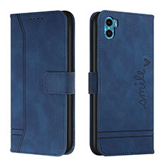 Funda de Cuero Cartera con Soporte Carcasa H01X para Motorola Moto E22S Azul