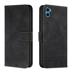 Funda de Cuero Cartera con Soporte Carcasa H01X para Motorola Moto E22S Negro